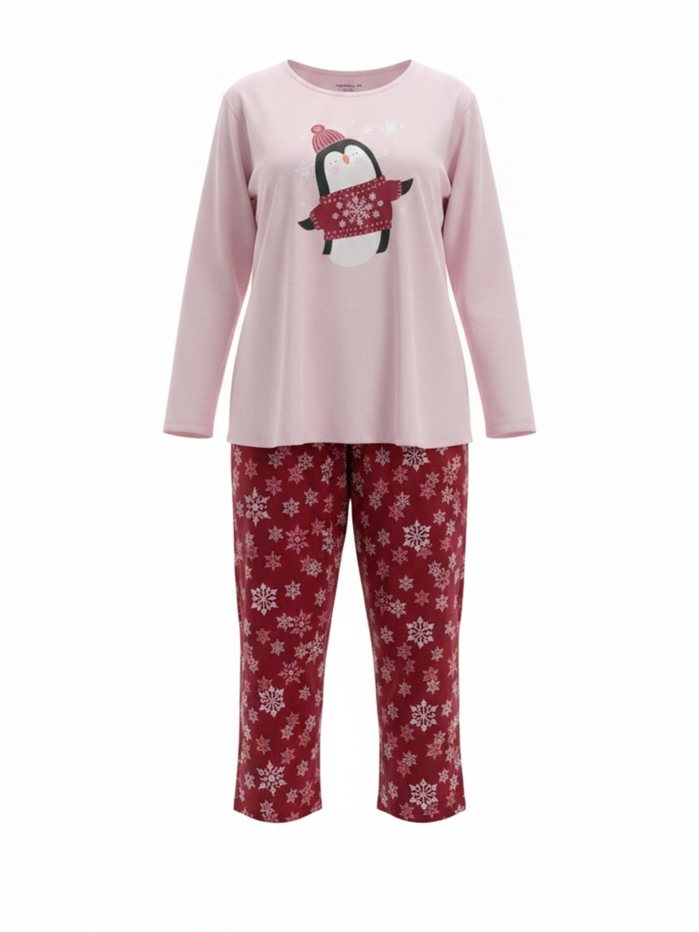Dreams & Co. Pink Penguin Christmas Pajama Set 6X 100% Cotton 2-Piece - Picture 1 of 8